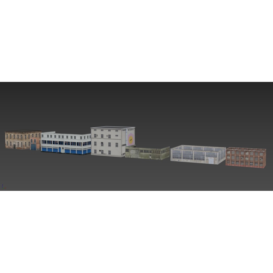 Industrial Building Pack 3D Model – Low Poly Game Asset, PBR, FBX