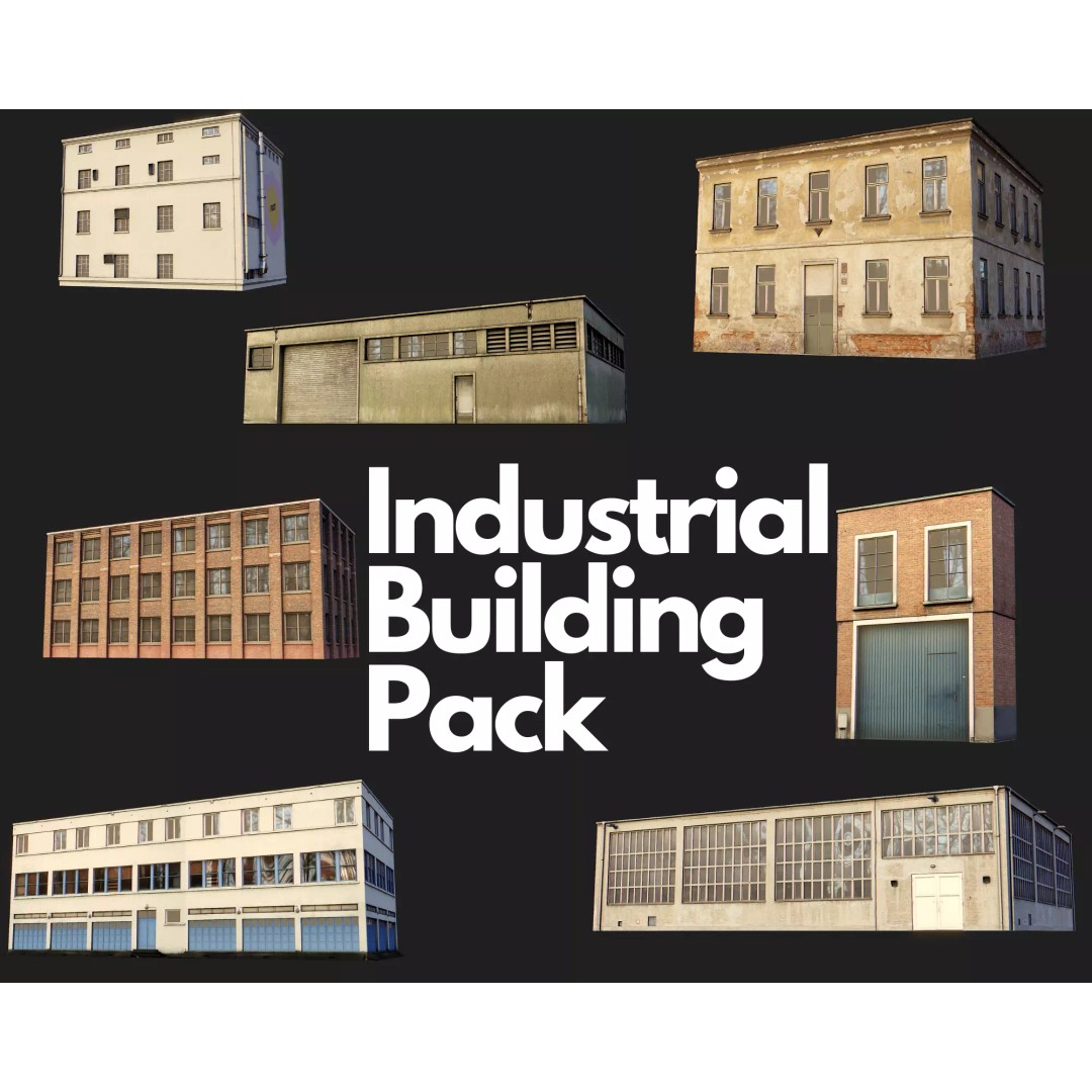 Industrial Building Pack 3D Model – Low Poly Game Asset, PBR, FBX - View 2