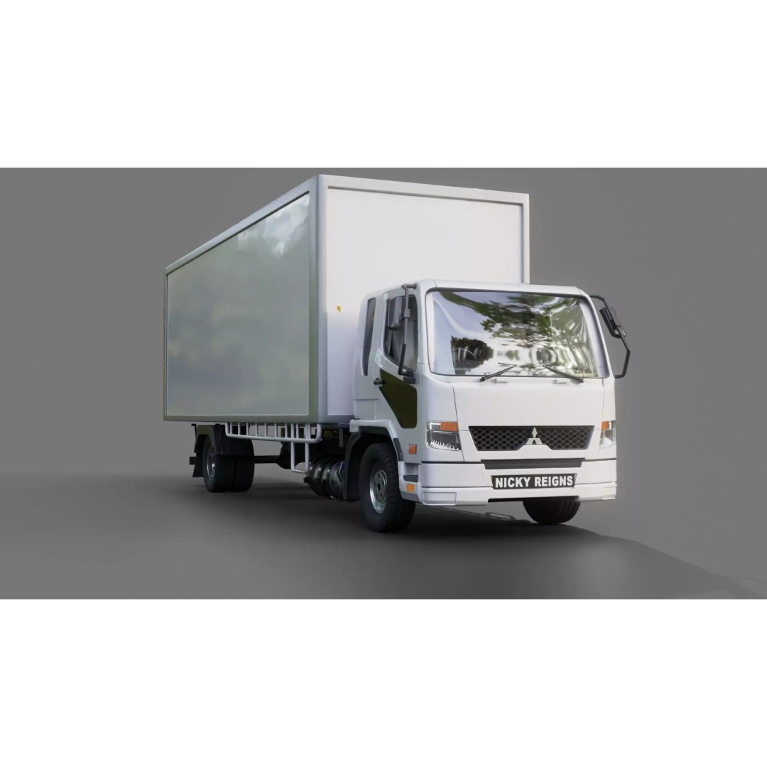 Mitsubishi Fuso Fighter Cargo Truck 3D Model – Rigged PBR Asset, FBX/OBJ