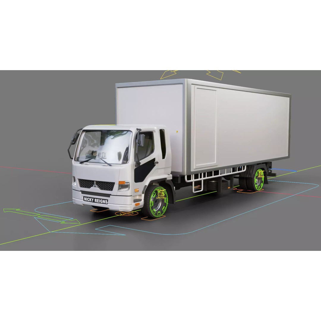 Mitsubishi Fuso Fighter Cargo Truck 3D Model – Rigged PBR Asset, FBX/OBJ - View 27