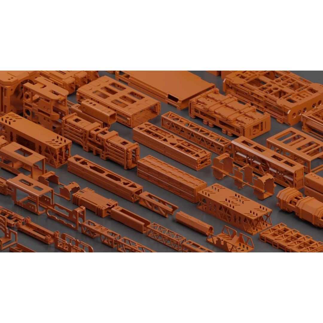 Hard Surface Framing 3D Model – Sci-Fi Kitbash, UV Mapped, FBX - View 2