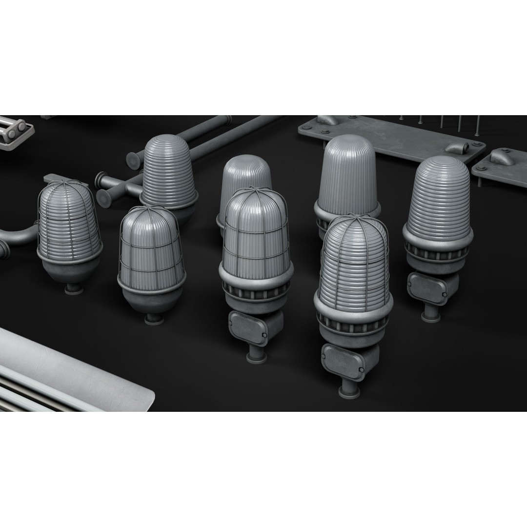 Old Industrial Lamps 3D Model – Low Poly Game Ready Asset for Unity, Blender - View 13