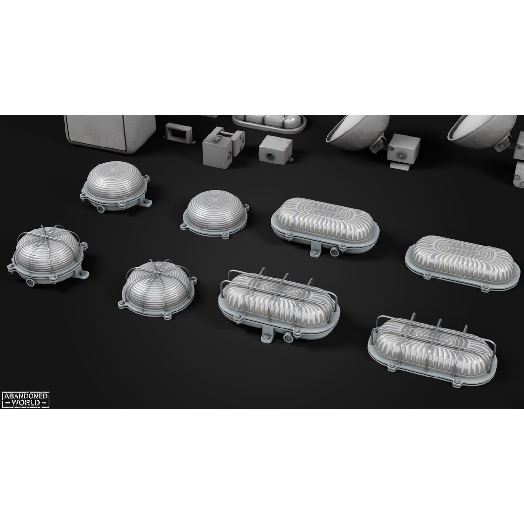 Old Industrial Lamps 3D Model – Low Poly Game Ready Asset for Unity, Blender - View 14