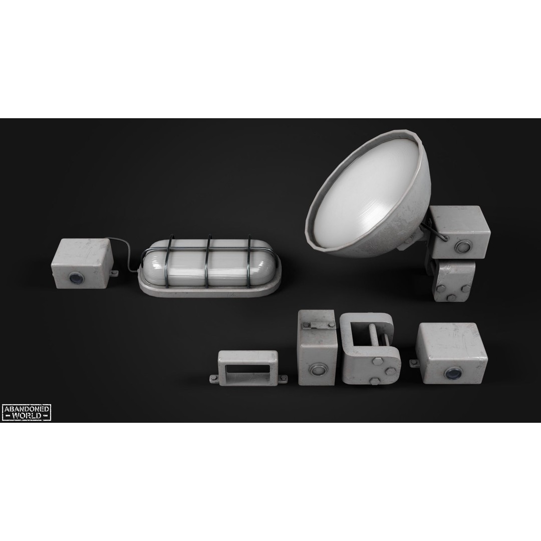 Old Industrial Lamps 3D Model – Low Poly Game Ready Asset for Unity, Blender - View 17