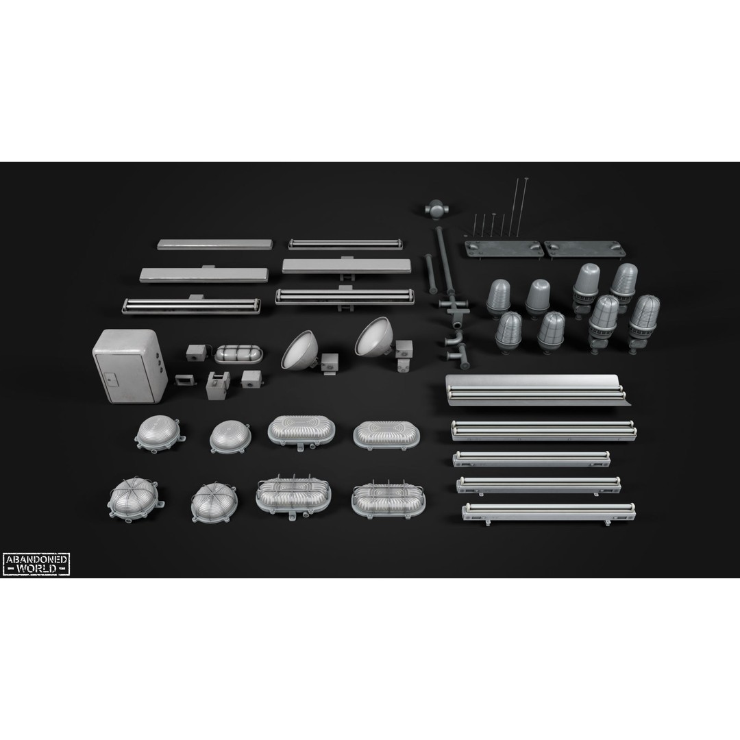 Old Industrial Lamps 3D Model – Low Poly Game Ready Asset for Unity, Blender - View 3