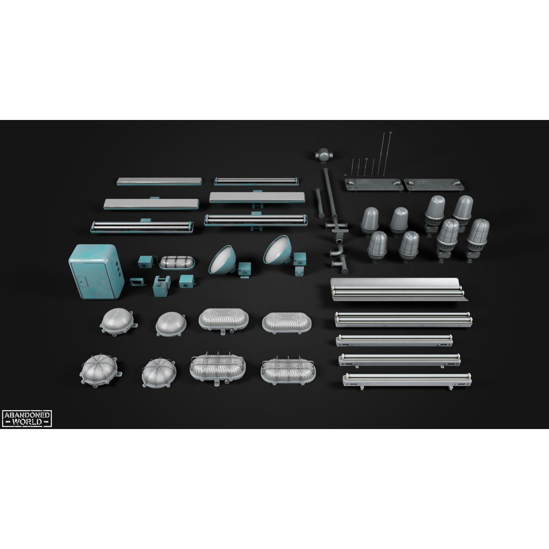 Old Industrial Lamps 3D Model – Low Poly Game Ready Asset for Unity, Blender - View 4