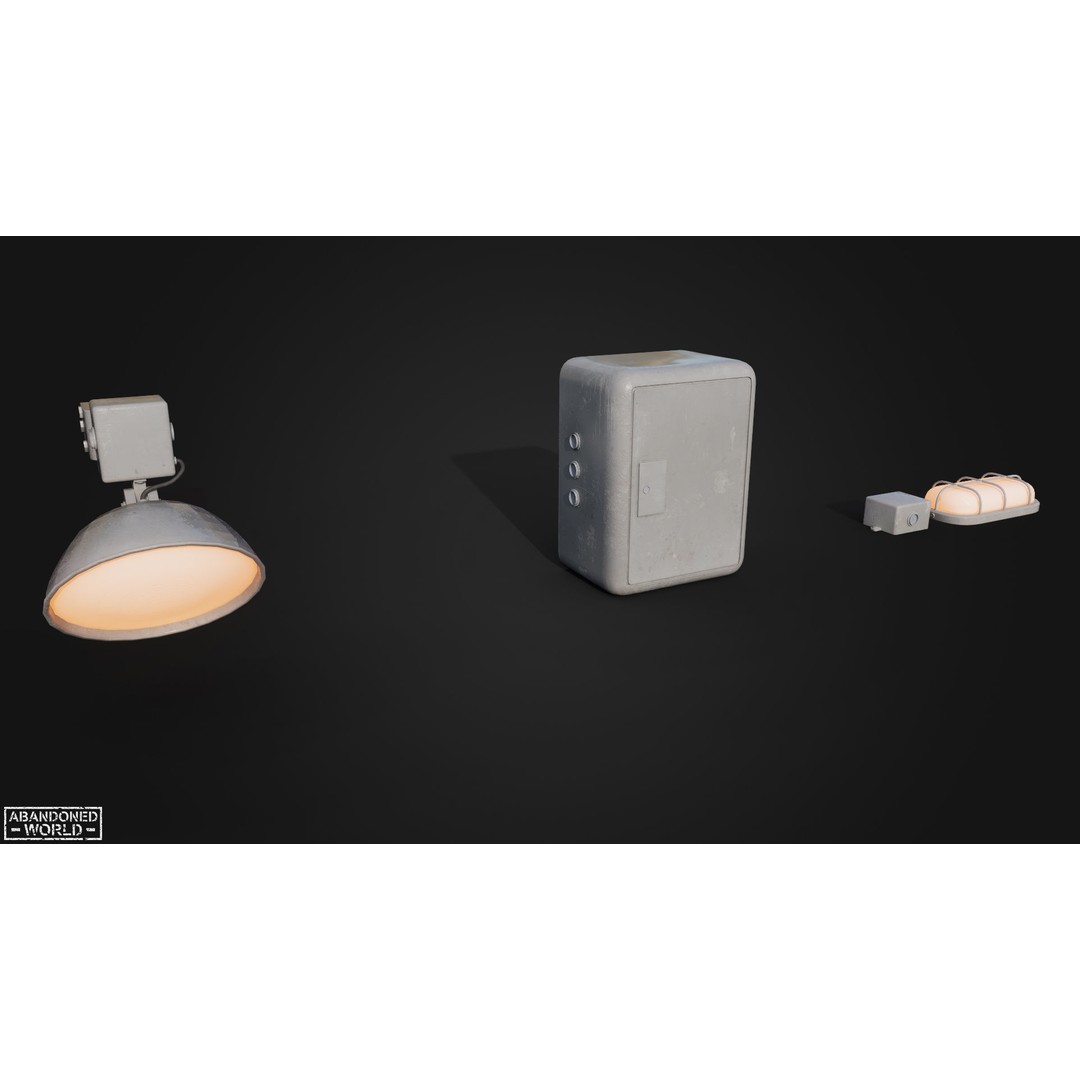 Old Industrial Lamps 3D Model – Low Poly Game Ready Asset for Unity, Blender - View 40