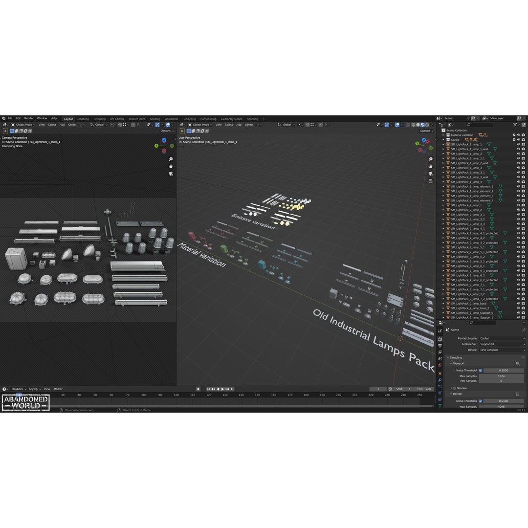 Old Industrial Lamps 3D Model – Low Poly Game Ready Asset for Unity, Blender - View 41