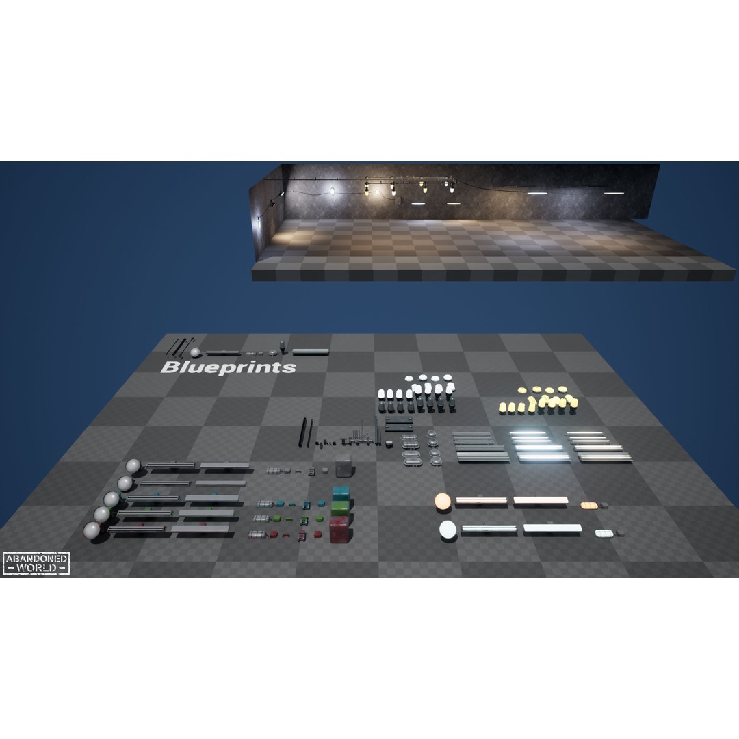 Old Industrial Lamps 3D Model – Low Poly Game Ready Asset for Unity, Blender - View 48