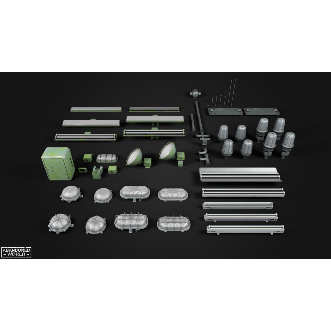 Old Industrial Lamps 3D Model – Low Poly Game Ready Asset for Unity, Blender - View 5