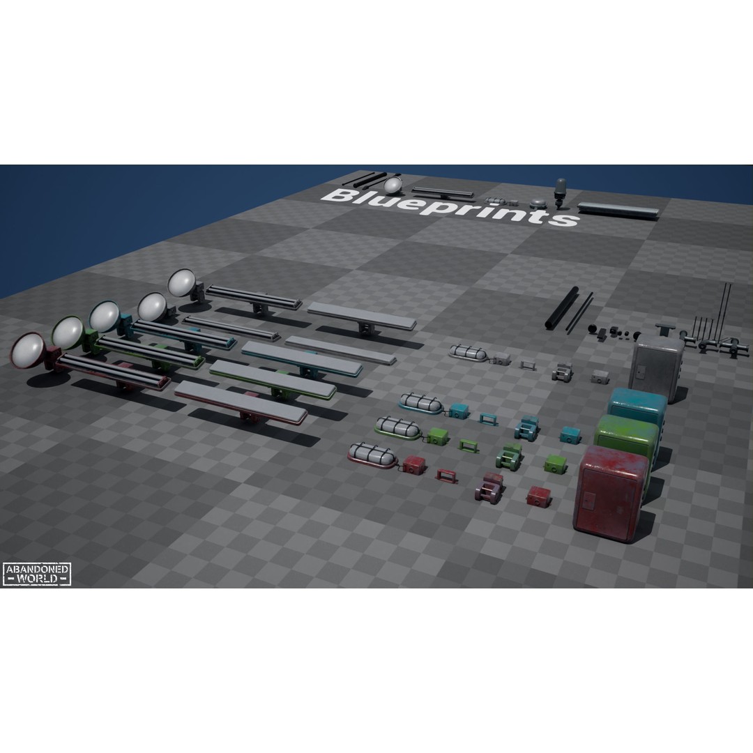 Old Industrial Lamps 3D Model – Low Poly Game Ready Asset for Unity, Blender - View 51