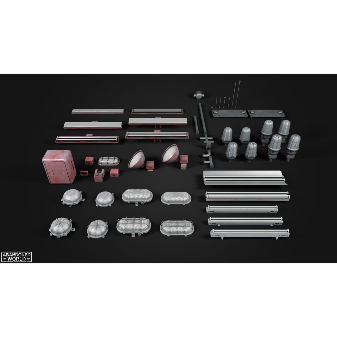 Old Industrial Lamps 3D Model – Low Poly Game Ready Asset for Unity, Blender - View 6
