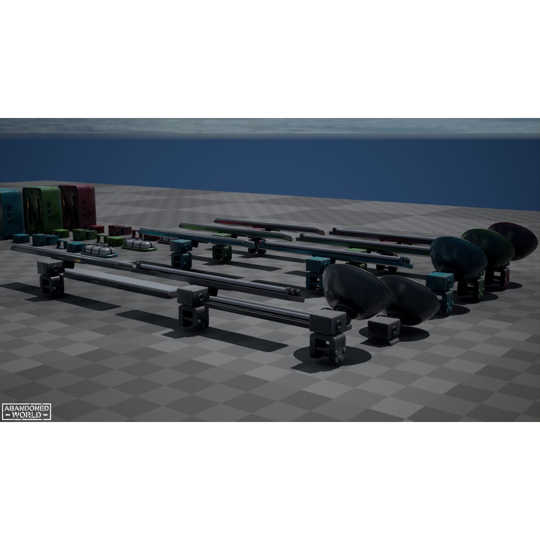 Old Industrial Lamps 3D Model – Low Poly Game Ready Asset for Unity, Blender - View 60