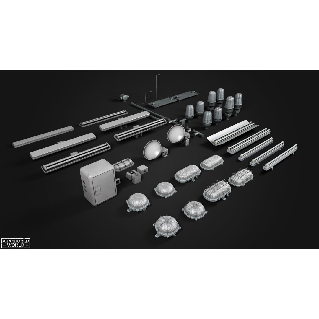 Old Industrial Lamps 3D Model – Low Poly Game Ready Asset for Unity, Blender - View 8