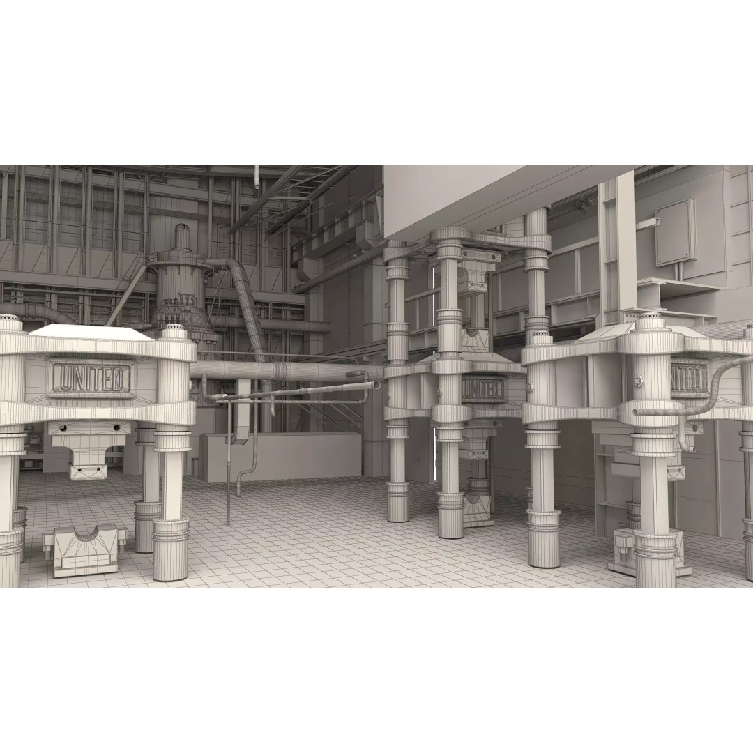Abandoned Factory Building 3D Model – Photorealistic Interior, FBX, PBR