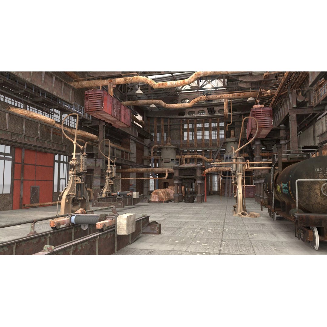 Abandoned Factory Building 3D Model – Photorealistic Interior, FBX, PBR - View 2