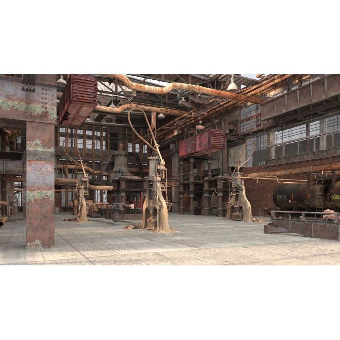 Abandoned Factory Building 3D Model – Photorealistic Interior, FBX, PBR - View 3