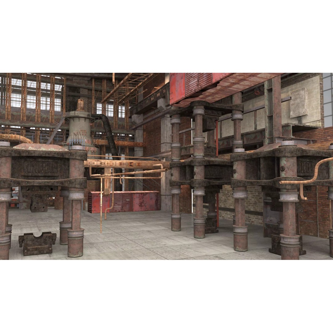 Abandoned Factory Building 3D Model – Photorealistic Interior, FBX, PBR - View 4