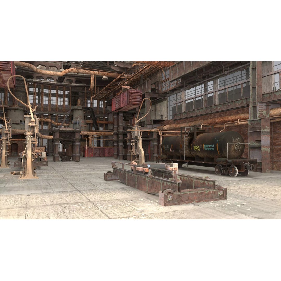 Abandoned Factory Building 3D Model – Photorealistic Interior, FBX, PBR - View 6