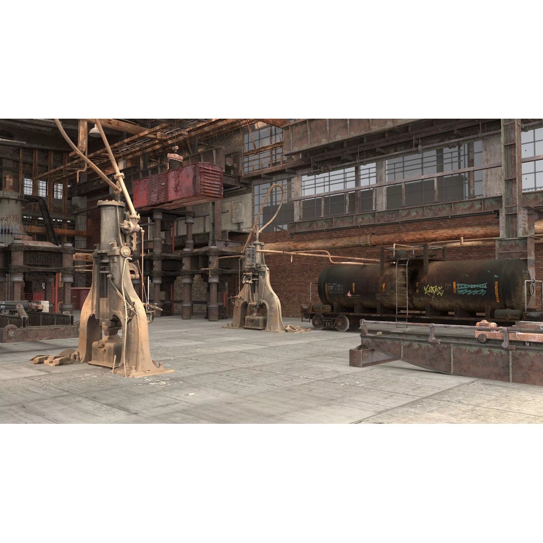 Abandoned Factory Building 3D Model – Photorealistic Interior, FBX, PBR - View 7
