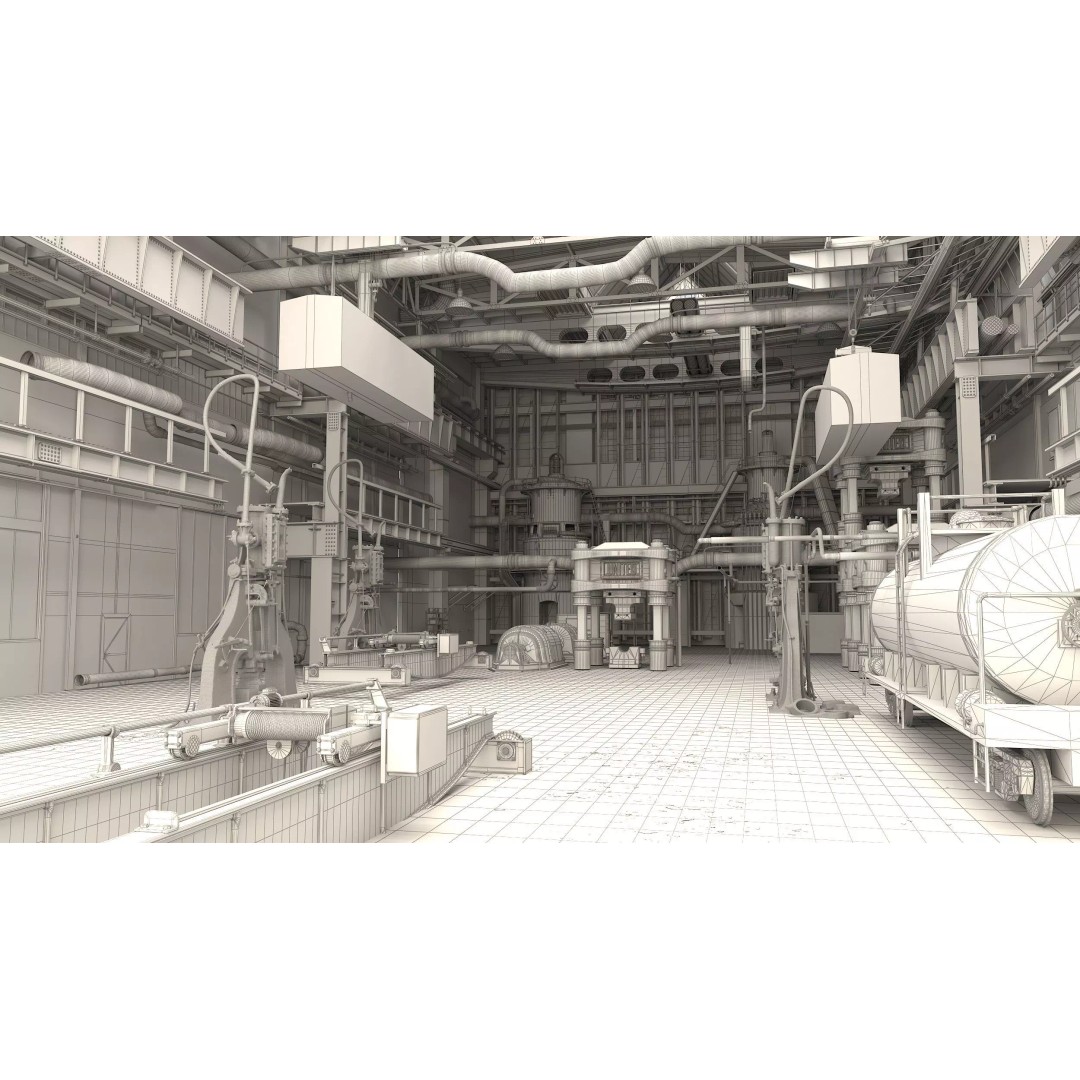 Abandoned Factory Building 3D Model – Photorealistic Interior, FBX, PBR - View 8