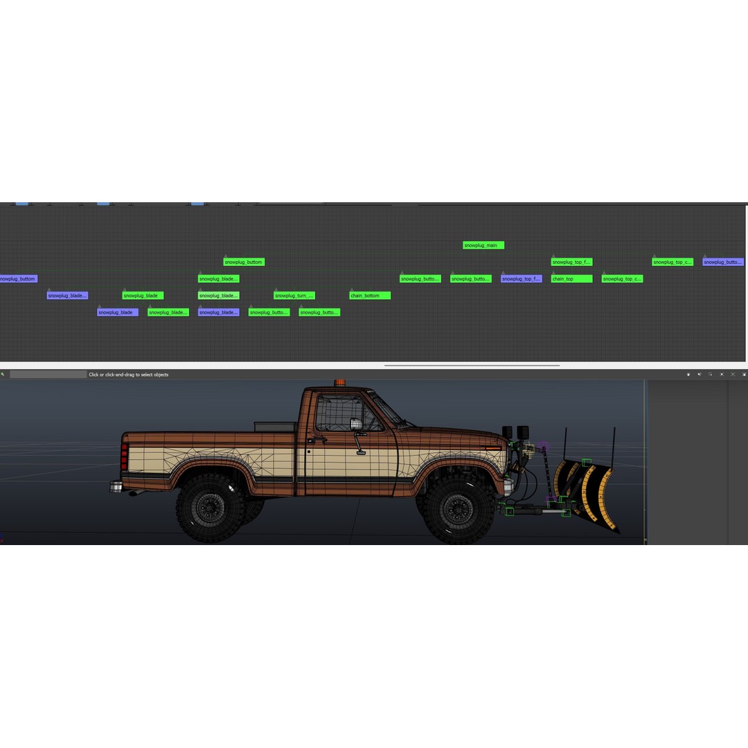 Snow Plow Pickup Truck 3D Model – Low Poly Game Asset, FBX