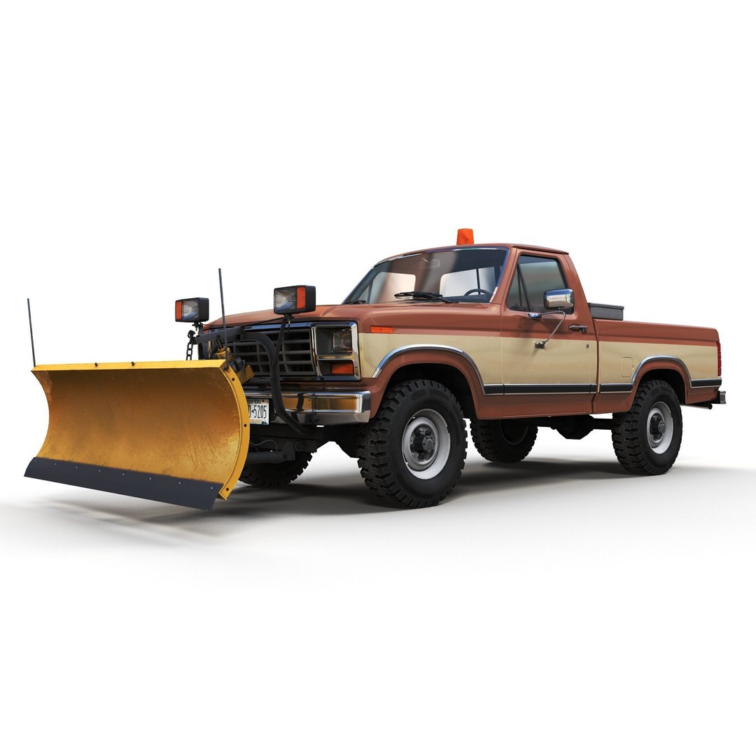 Snow Plow Pickup Truck 3D Model – Low Poly Game Asset, FBX - View 10