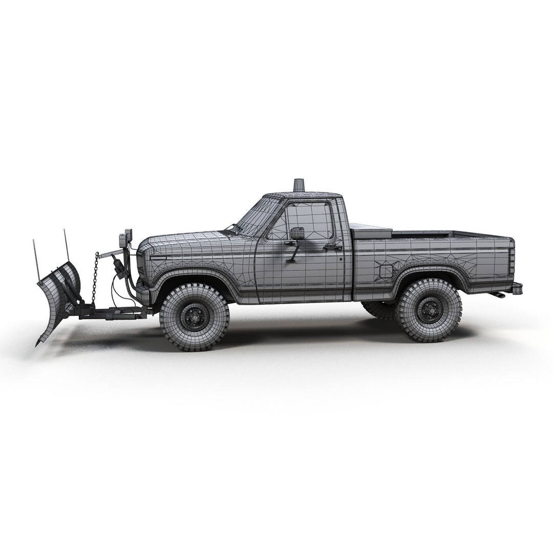 Snow Plow Pickup Truck 3D Model – Low Poly Game Asset, FBX - View 15