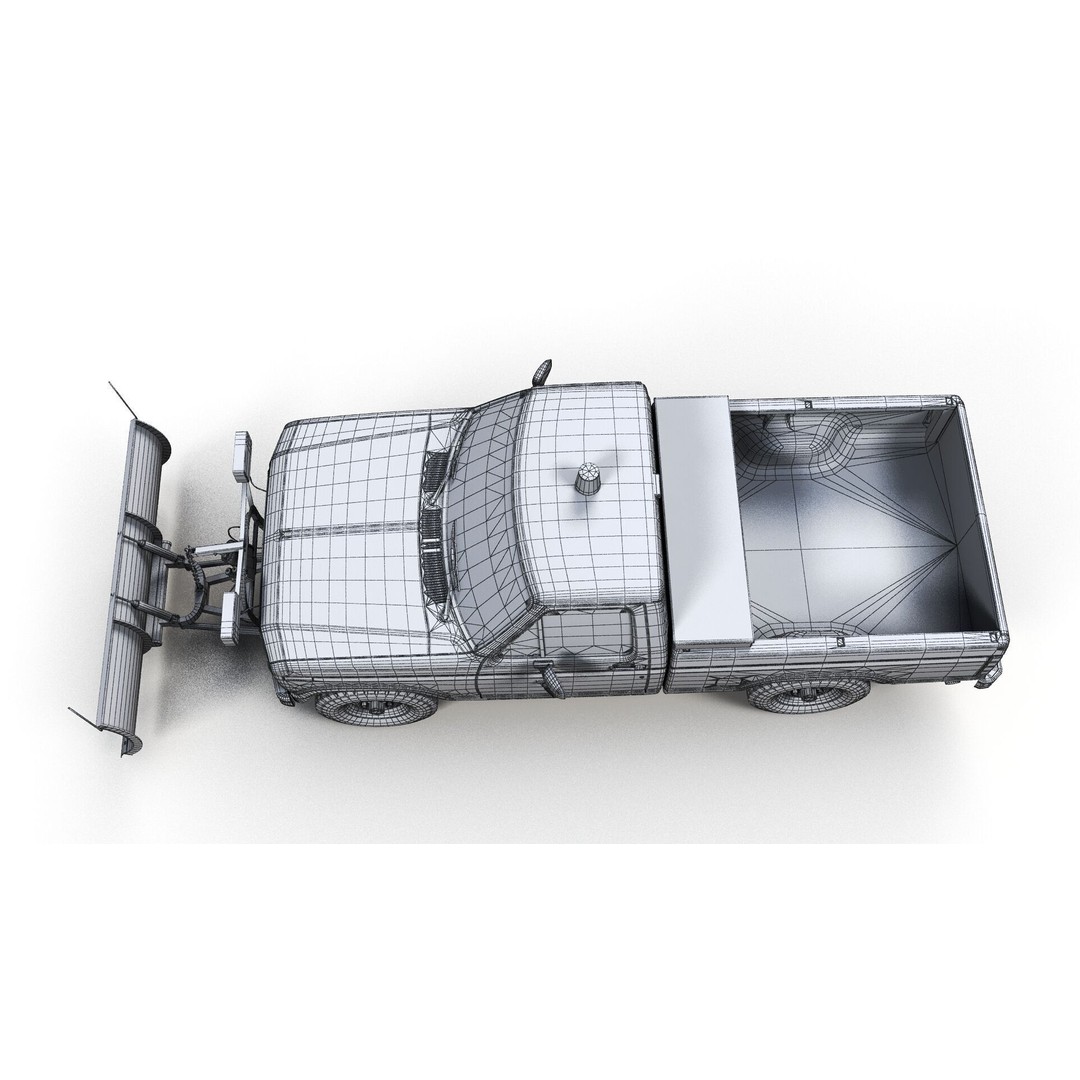 Snow Plow Pickup Truck 3D Model – Low Poly Game Asset, FBX - View 16