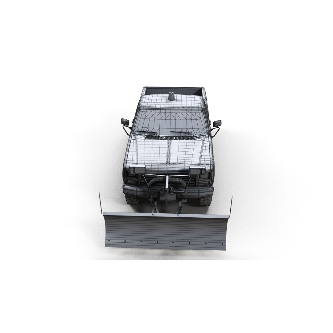 Snow Plow Pickup Truck 3D Model – Low Poly Game Asset, FBX - View 17