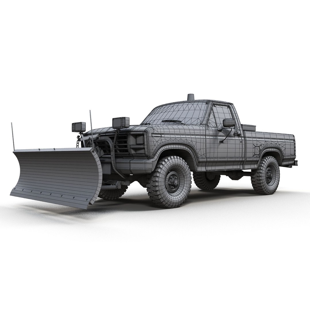 Snow Plow Pickup Truck 3D Model – Low Poly Game Asset, FBX - View 18