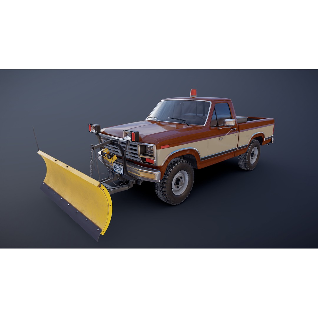 Snow Plow Pickup Truck 3D Model – Low Poly Game Asset, FBX - View 19