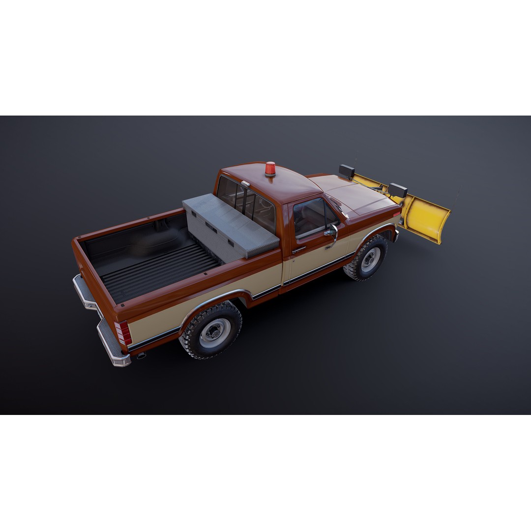 Snow Plow Pickup Truck 3D Model – Low Poly Game Asset, FBX - View 20