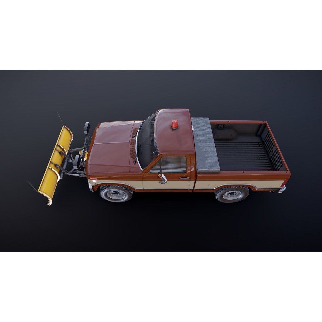 Snow Plow Pickup Truck 3D Model – Low Poly Game Asset, FBX - View 21