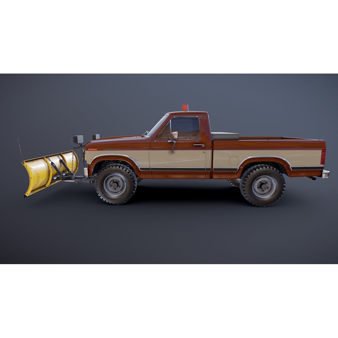 Snow Plow Pickup Truck 3D Model – Low Poly Game Asset, FBX - View 22