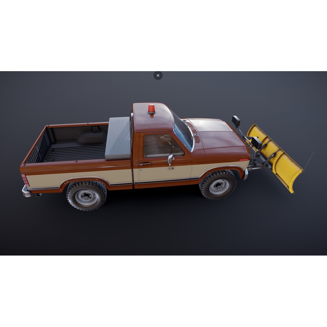 Snow Plow Pickup Truck 3D Model – Low Poly Game Asset, FBX - View 23