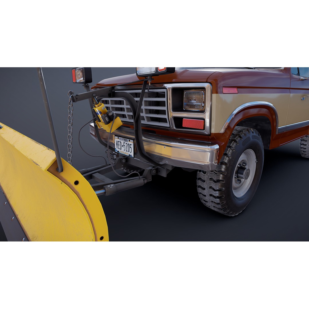 Snow Plow Pickup Truck 3D Model – Low Poly Game Asset, FBX - View 27
