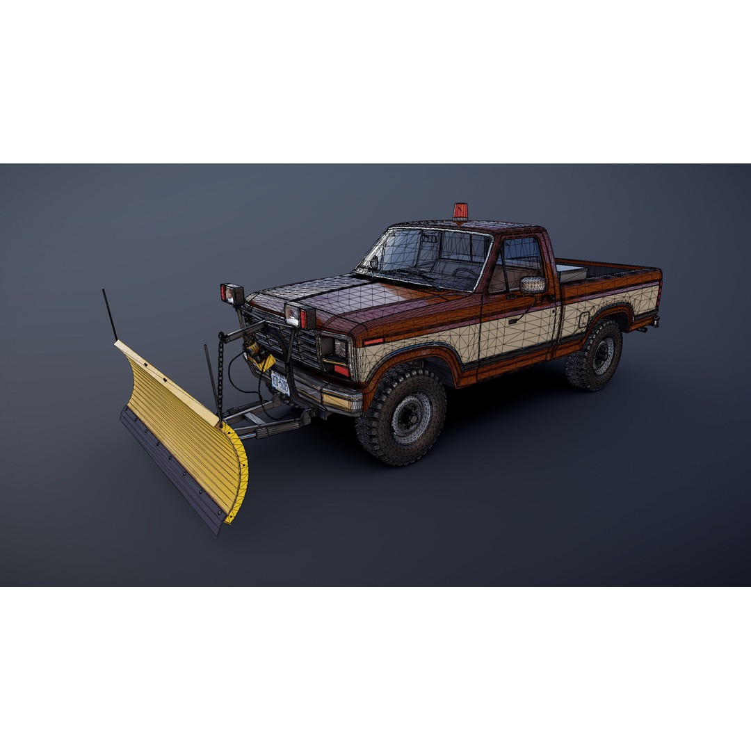 Snow Plow Pickup Truck 3D Model – Low Poly Game Asset, FBX - View 29