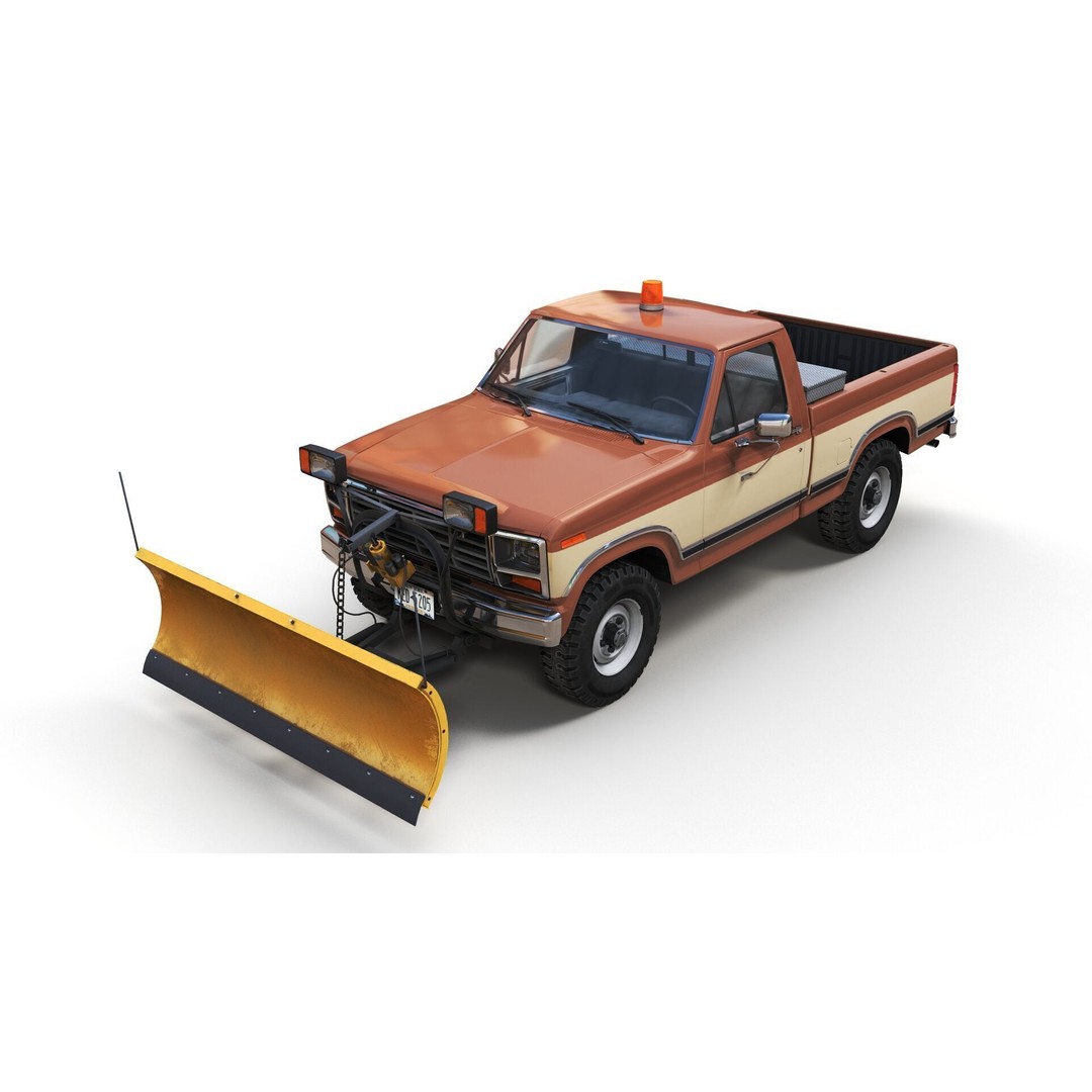 Snow Plow Pickup Truck 3D Model – Low Poly Game Asset, FBX - View 3