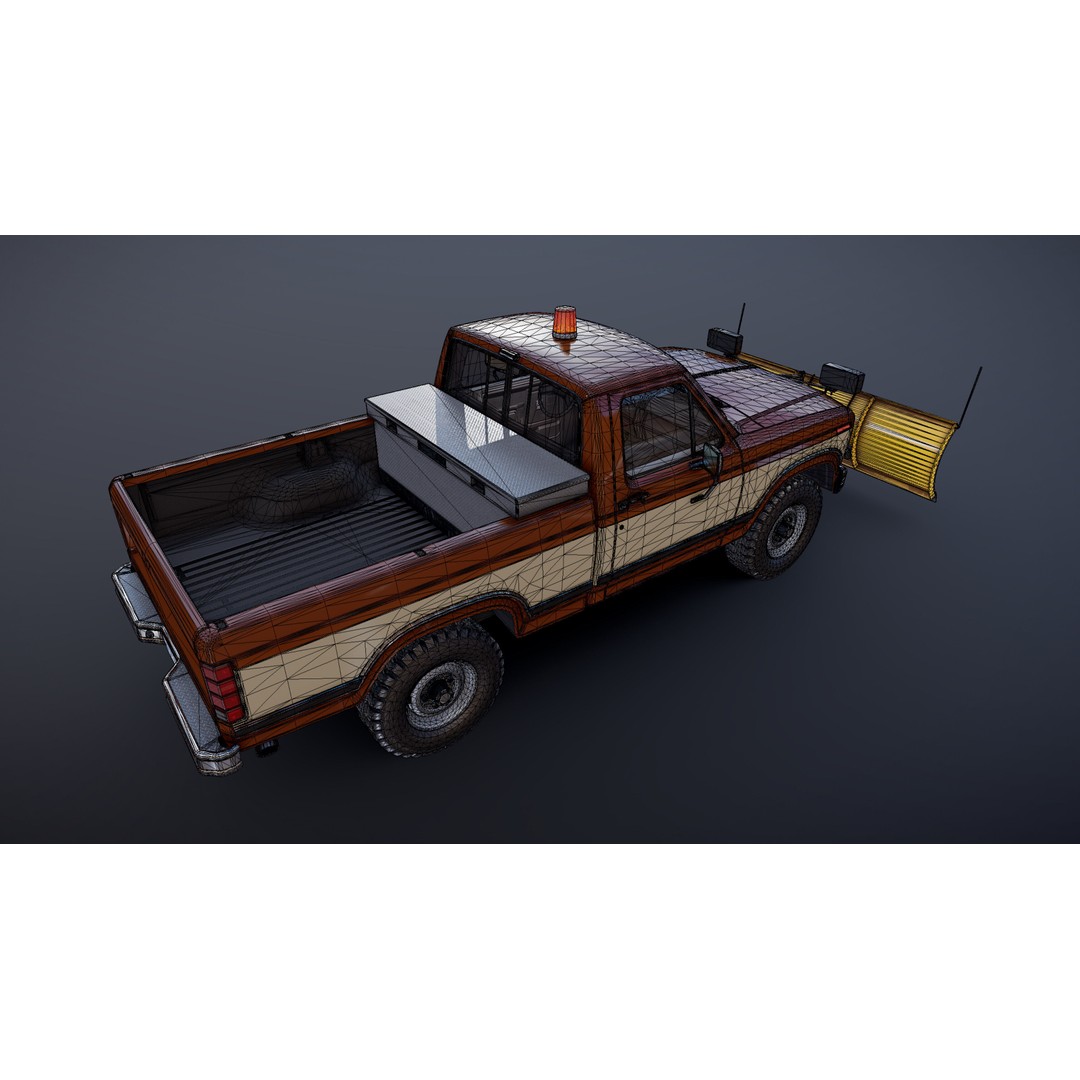 Snow Plow Pickup Truck 3D Model – Low Poly Game Asset, FBX - View 30
