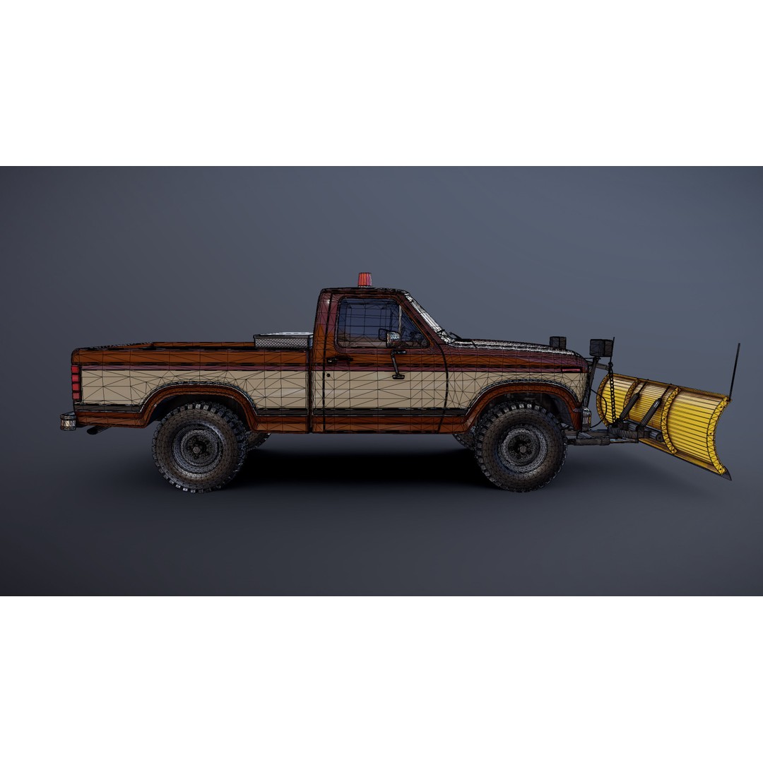 Snow Plow Pickup Truck 3D Model – Low Poly Game Asset, FBX - View 31