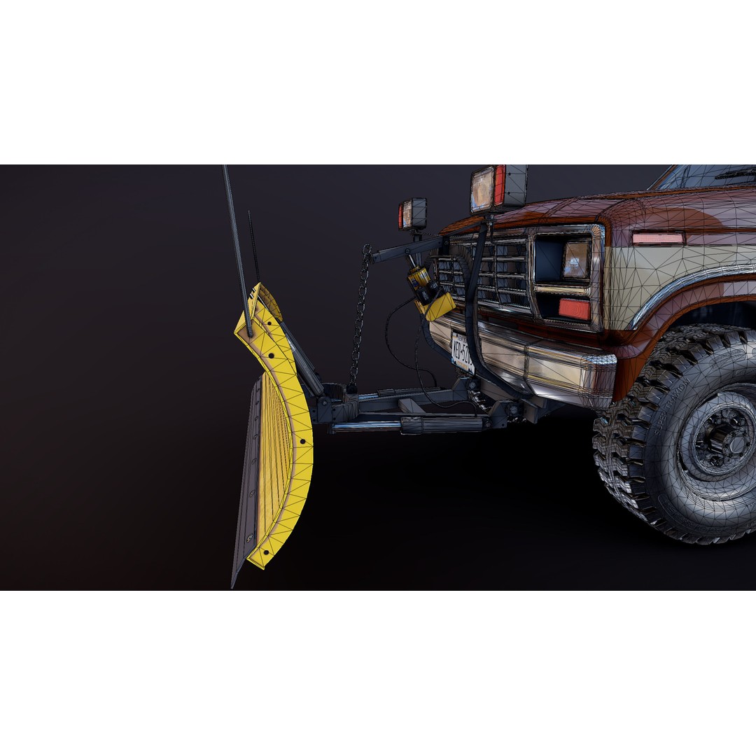 Snow Plow Pickup Truck 3D Model – Low Poly Game Asset, FBX - View 32