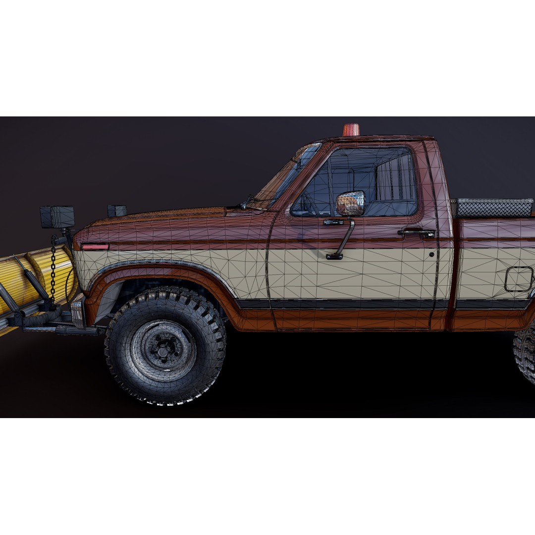 Snow Plow Pickup Truck 3D Model – Low Poly Game Asset, FBX - View 33