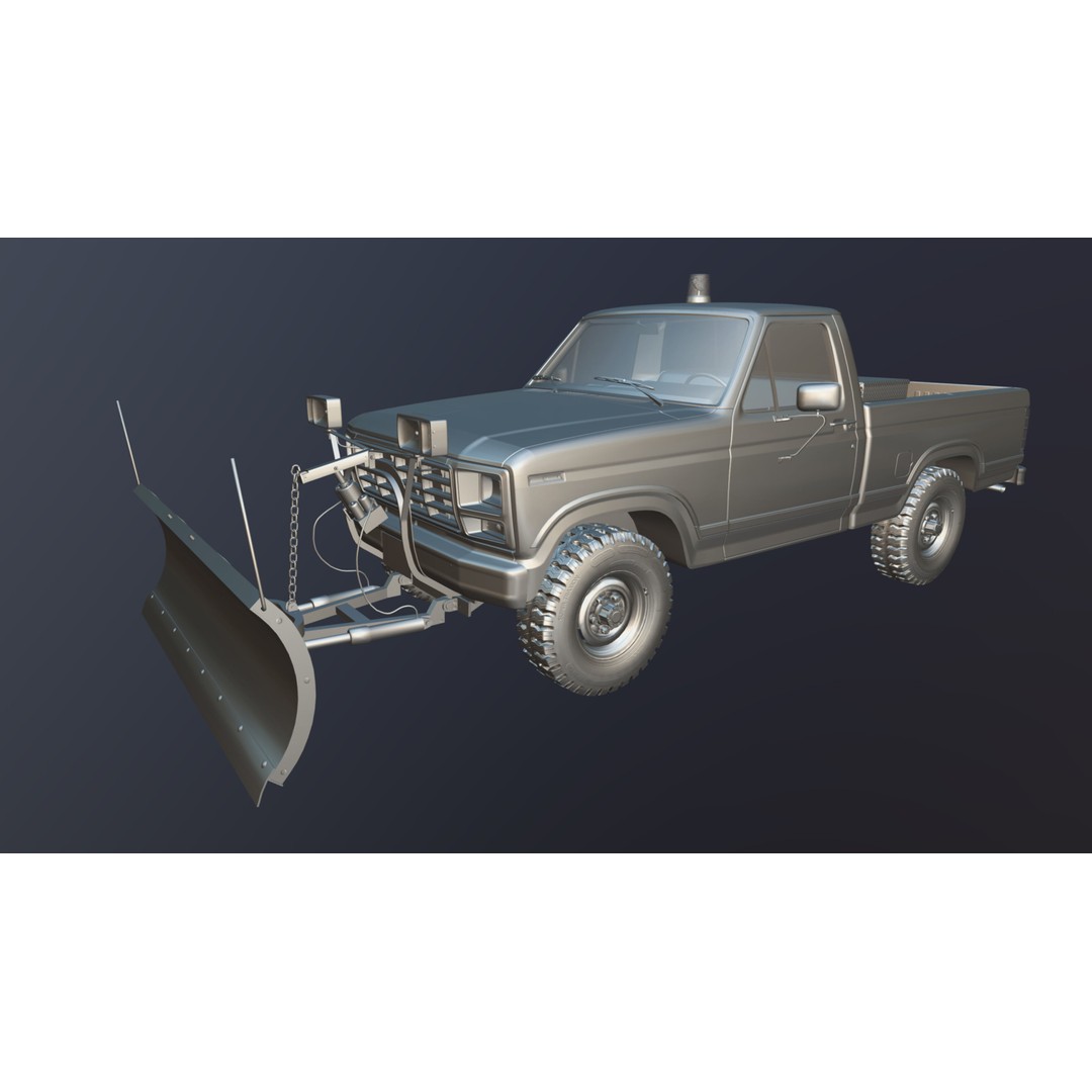 Snow Plow Pickup Truck 3D Model – Low Poly Game Asset, FBX - View 36