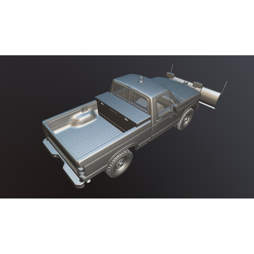 Snow Plow Pickup Truck 3D Model – Low Poly Game Asset, FBX - View 37