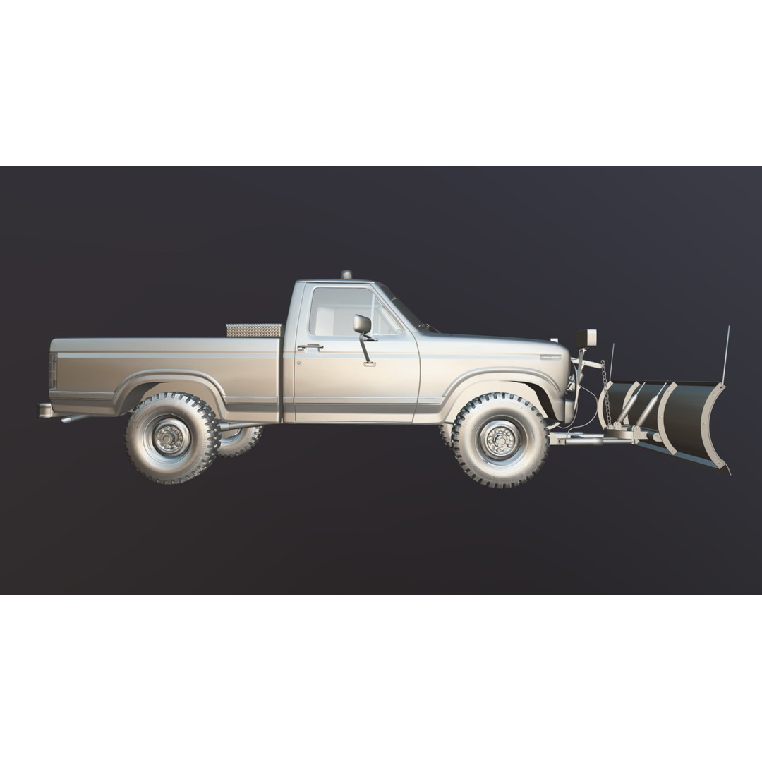 Snow Plow Pickup Truck 3D Model – Low Poly Game Asset, FBX - View 38