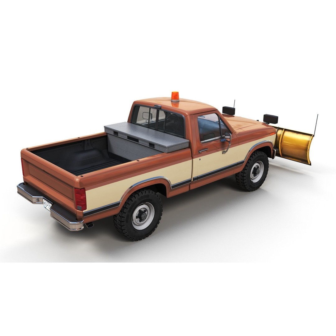 Snow Plow Pickup Truck 3D Model – Low Poly Game Asset, FBX - View 4
