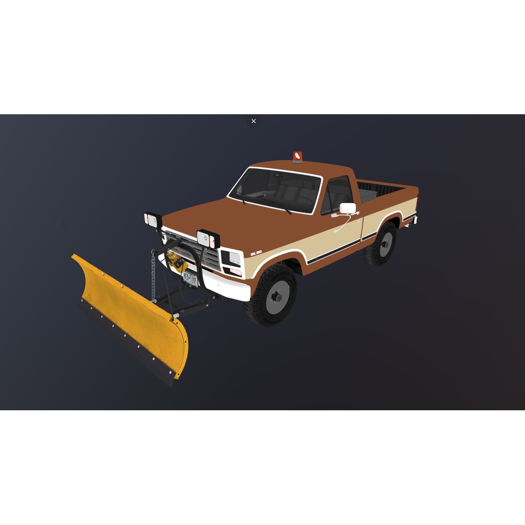 Snow Plow Pickup Truck 3D Model – Low Poly Game Asset, FBX - View 40
