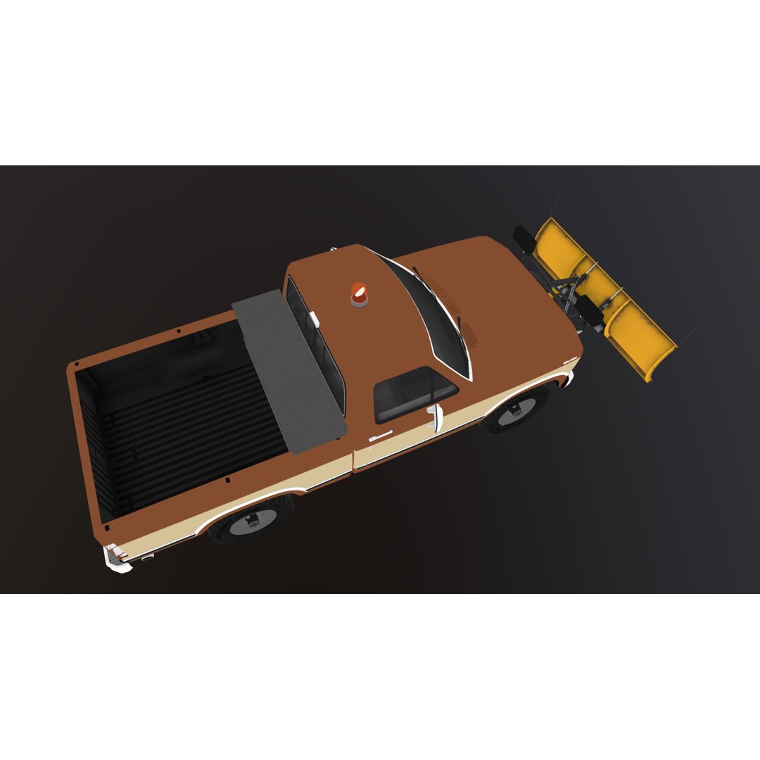 Snow Plow Pickup Truck 3D Model – Low Poly Game Asset, FBX - View 41