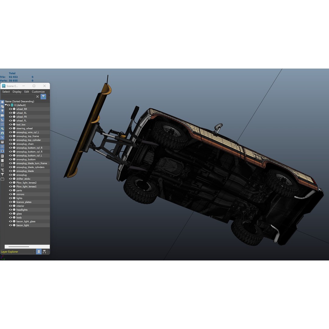 Snow Plow Pickup Truck 3D Model – Low Poly Game Asset, FBX - View 44